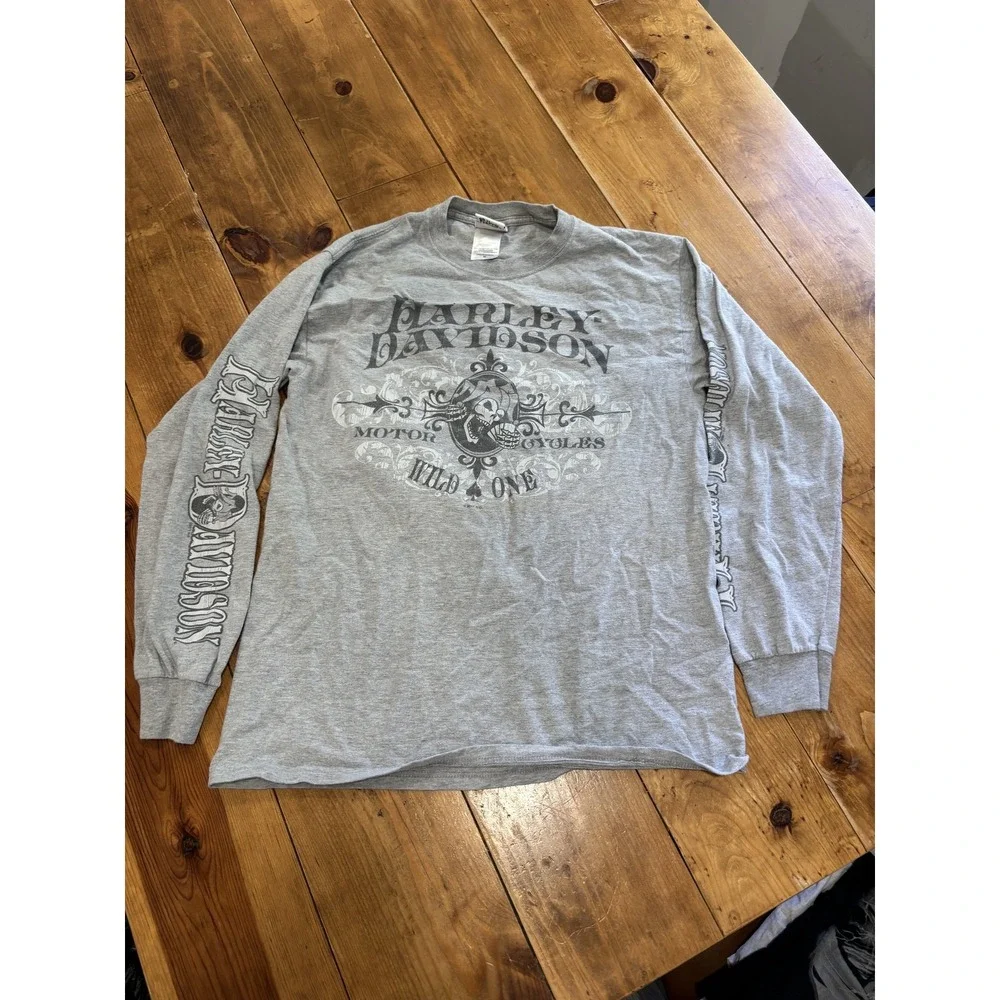 Harley-Davidson Park City Utah Long Sleeve T-Shirt Men's M Gray Wild One Vintage